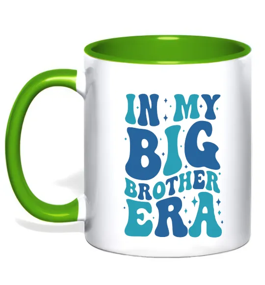 Чашка с цветной ручкой In my big brother era Лаймовый фото