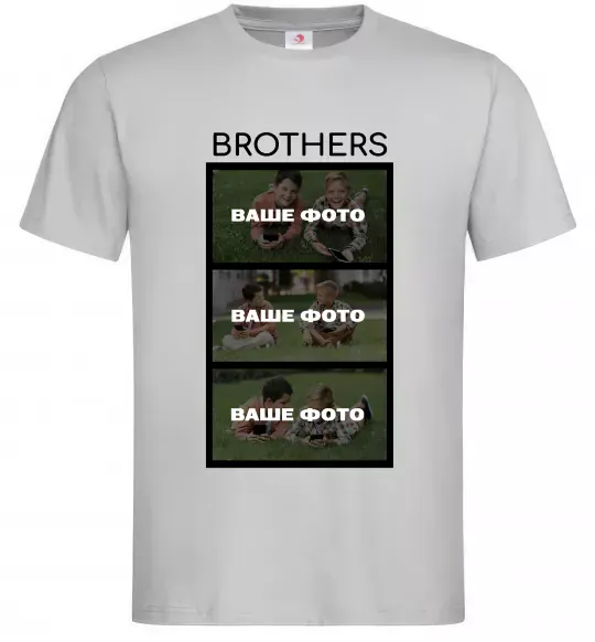Мужская футболка Brothers Ваше фото Серый фото