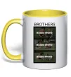 Чашка с цветной ручкой Brothers Ваше фото Солнечно желтый фото