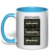 Чашка с цветной ручкой Brothers Ваше фото Голубой фото