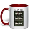 Чашка с цветной ручкой Brothers Ваше фото Красный фото
