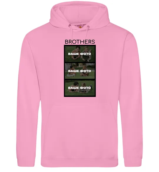 Чоловіча толстовка (худі) Brothers Ваше фото Рожевий фото