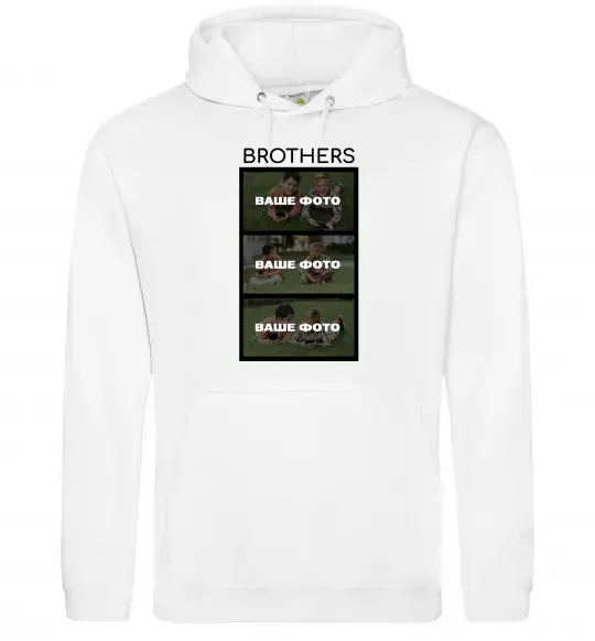 Мужская толстовка (худи) Brothers Ваше фото Белый фото