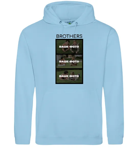 Чоловіча толстовка (худі) Brothers Ваше фото Блакитний фото
