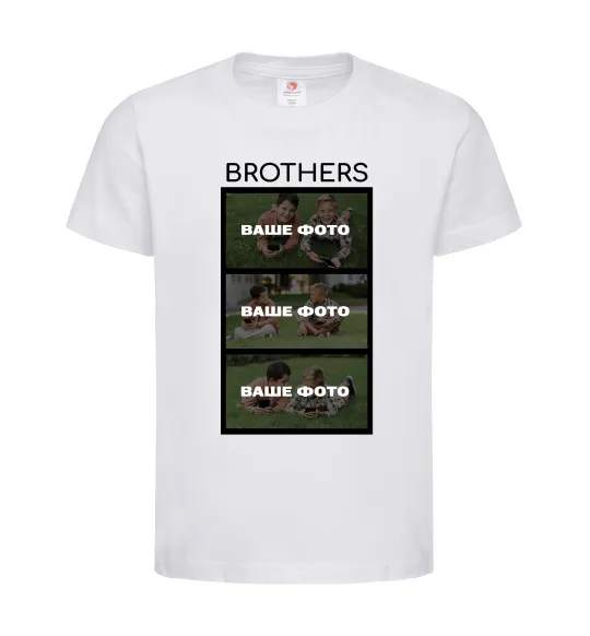 Дитяча футболка Brothers Ваше фото Білий фото
