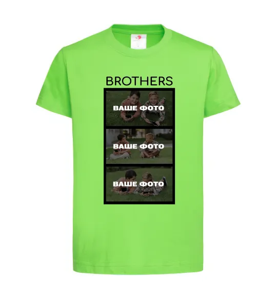 Дитяча футболка Brothers Ваше фото Лаймовий фото