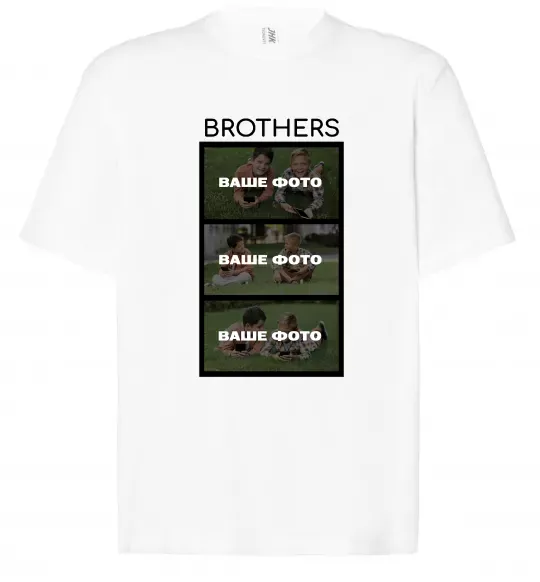 Футболка Оверсайз Brothers Ваше фото Білий фото