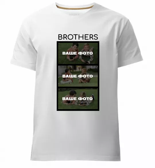 Мужская премиум футболка Brothers Ваше фото Белый фото