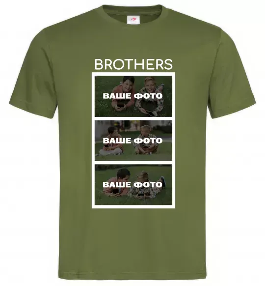 Мужская футболка Brothers Ваше фото Оливковый фото