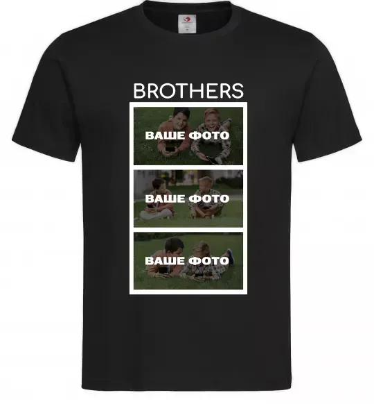 Мужская футболка Brothers Ваше фото Черный фото