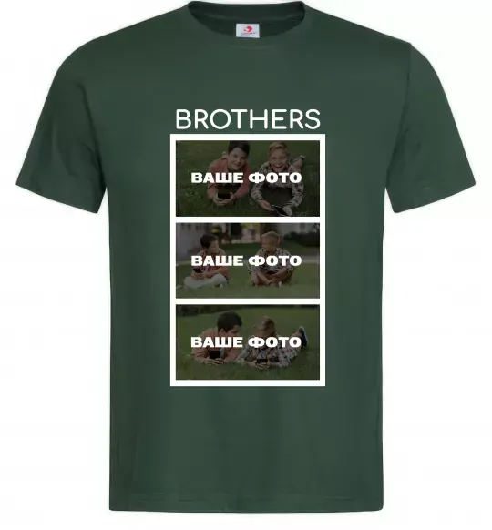Мужская футболка Brothers Ваше фото Темно-зеленый фото