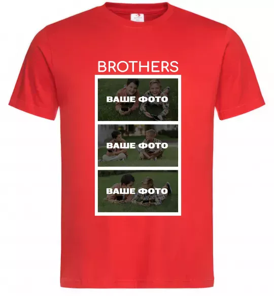Мужская футболка Brothers Ваше фото Красный фото