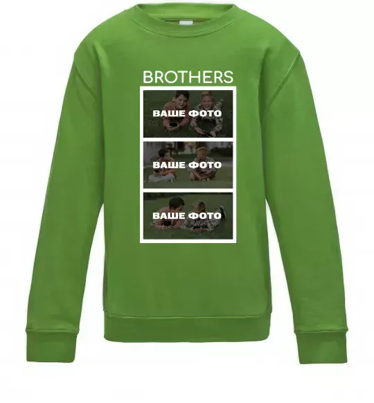 Дитячий світшот Brothers Ваше фото Лаймовий фото