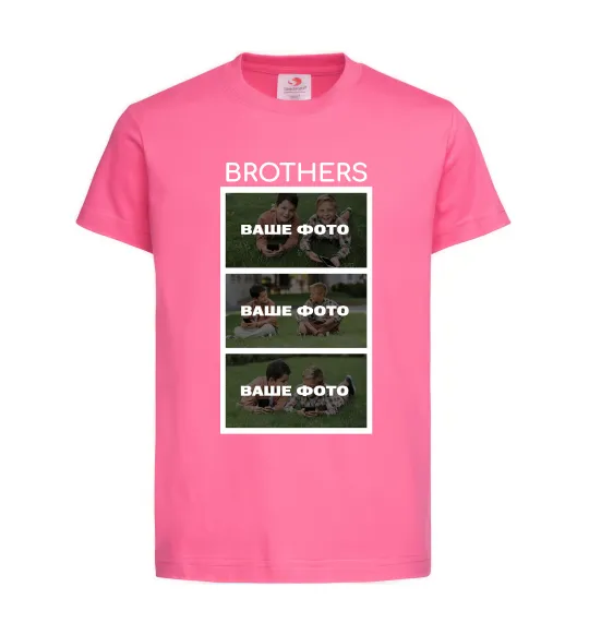 Дитяча футболка Brothers Ваше фото Яскраво-рожевий фото