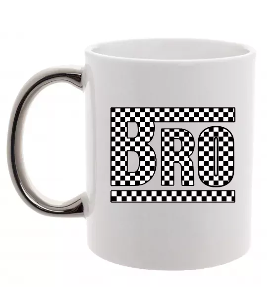 Чашка с цветной ручкой Bro Серебро фото