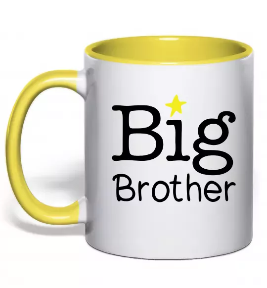 Чашка з кольоровою ручкою Big brother Сонячно жовтий фото