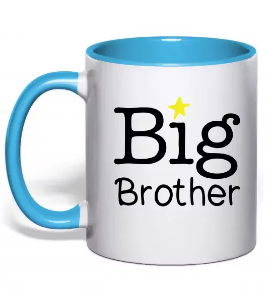 Чашка з кольоровою ручкою Big brother Блакитний фото