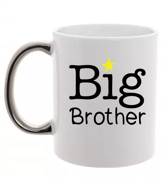 Чашка з кольоровою ручкою Big brother Срібло фото