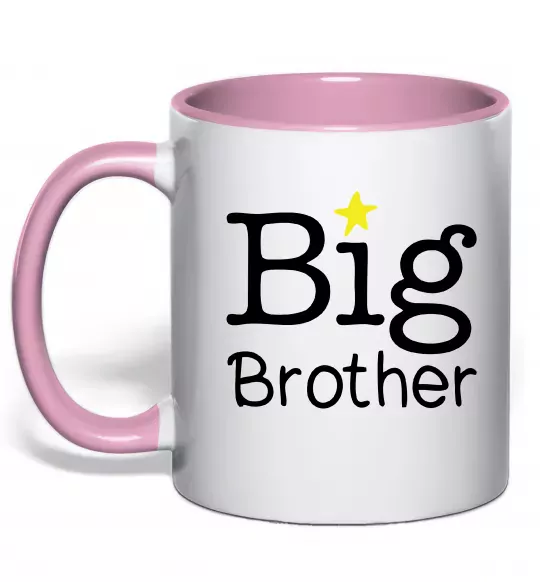 Чашка з кольоровою ручкою Big brother Ніжно рожевий фото