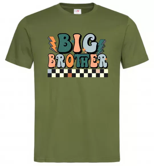 Мужская футболка Big brother art Оливковый фото