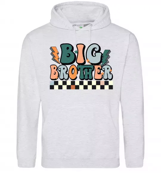 Мужская толстовка (худи) Big brother art Серый меланж фото