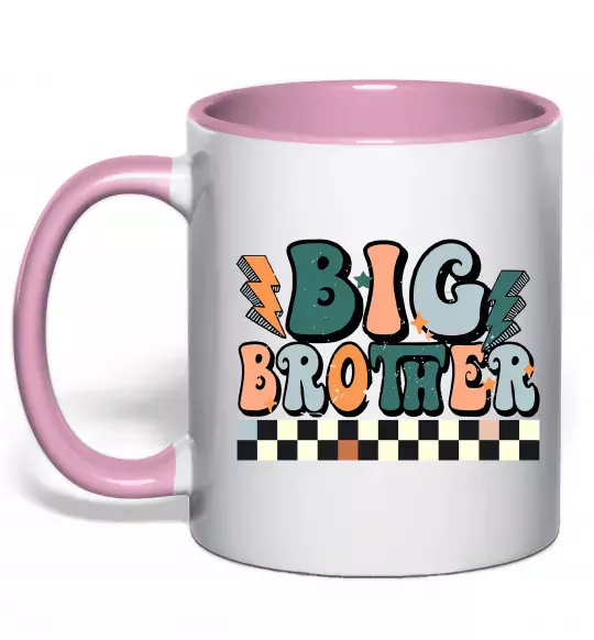 Чашка с цветной ручкой Big brother art Нежно розовый фото