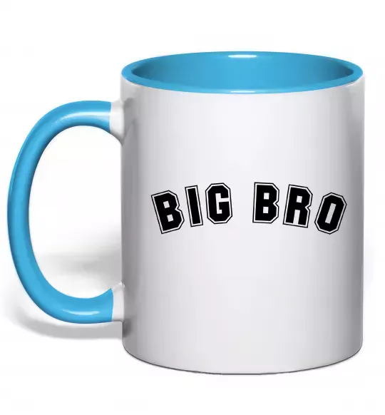 Чашка з кольоровою ручкою Big bro Блакитний фото