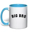 Чашка з кольоровою ручкою Big bro Блакитний фото