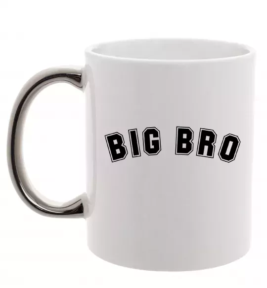 Чашка з кольоровою ручкою Big bro Срібло фото