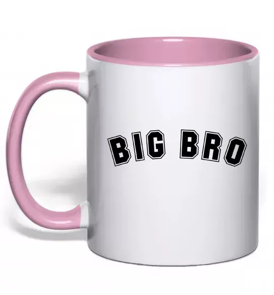 Чашка з кольоровою ручкою Big bro Ніжно рожевий фото