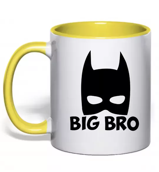 Чашка с цветной ручкой Big bro batman Солнечно желтый фото