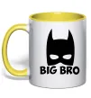 Чашка с цветной ручкой Big bro batman Лимонный фото