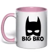 Чашка с цветной ручкой Big bro batman Нежно розовый фото