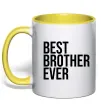 Чашка с цветной ручкой Best brother ever Солнечно желтый фото