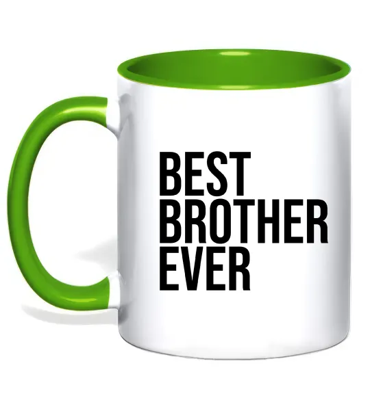 Чашка з кольоровою ручкою Best brother ever Лаймовий фото