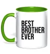 Чашка з кольоровою ручкою Best brother ever Лаймовий фото