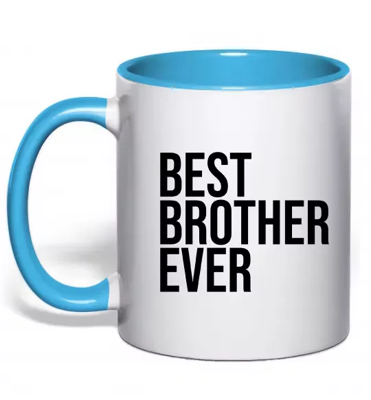 Чашка с цветной ручкой Best brother ever Голубой фото