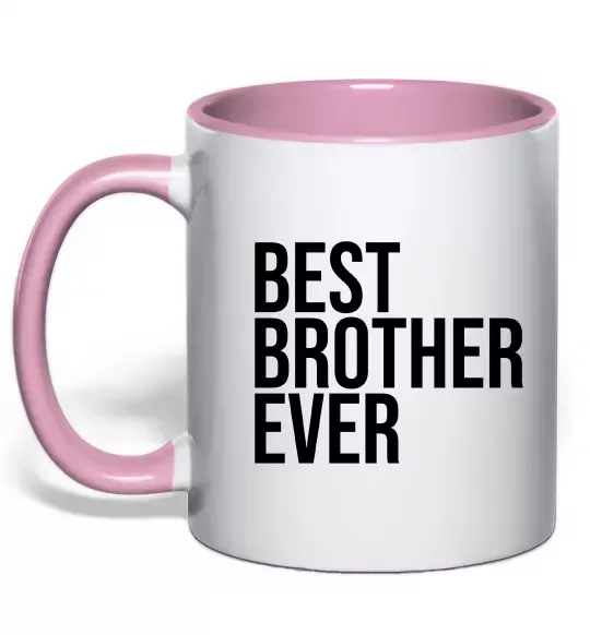 Чашка с цветной ручкой Best brother ever Нежно розовый фото