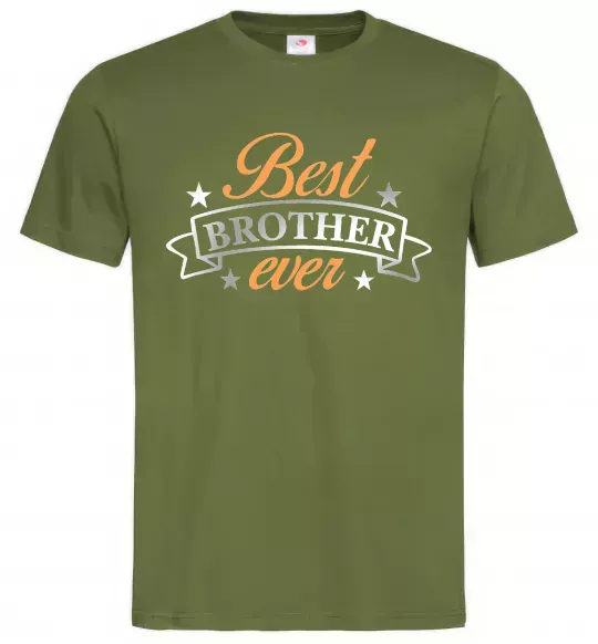 Мужская футболка Best brother ever срібна плівка Оливковый фото