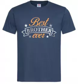 Мужская футболка Best brother ever срібна плівка Темно-синий фото