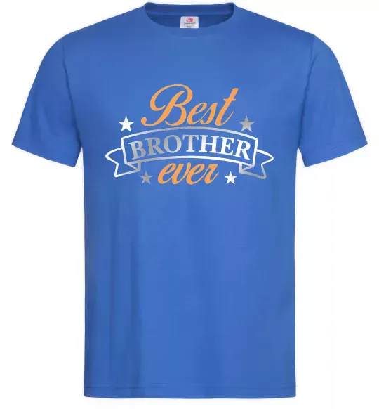 Мужская футболка Best brother ever срібна плівка Ярко-синий фото