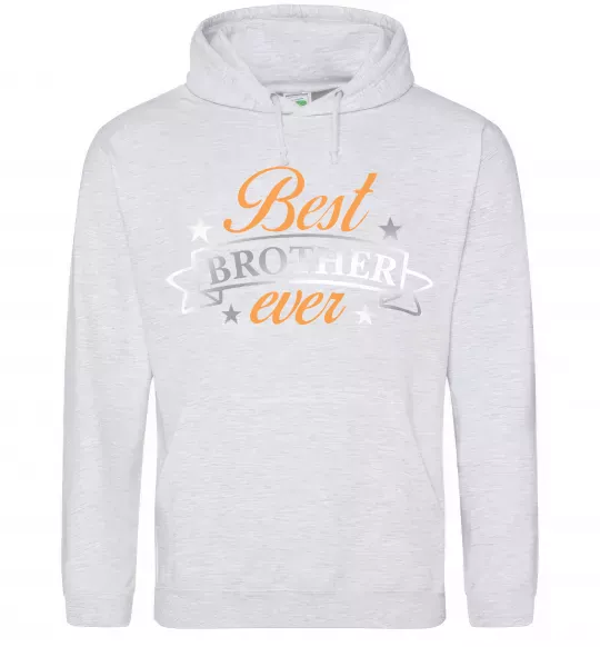 Чоловіча толстовка (худі) Best brother ever срібна плівка Сірий меланж фото