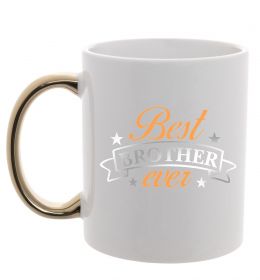 Чашка с цветной ручкой Best brother ever срібна плівка