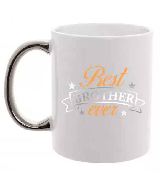 Чашка з кольоровою ручкою Best brother ever срібна плівка Срібло фото