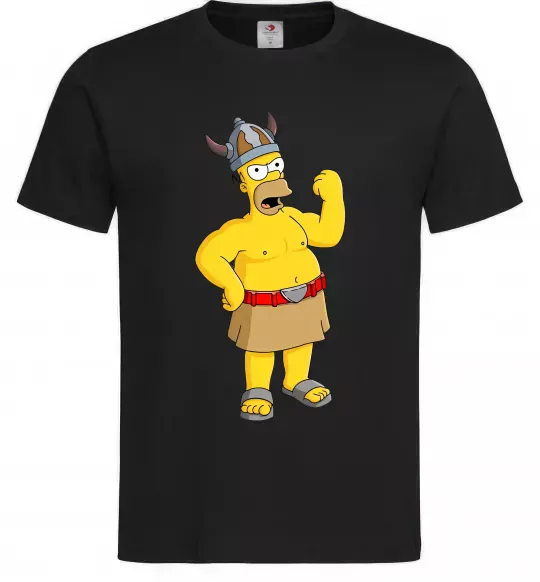 Мужская футболка Гомер вікінг Черный фото