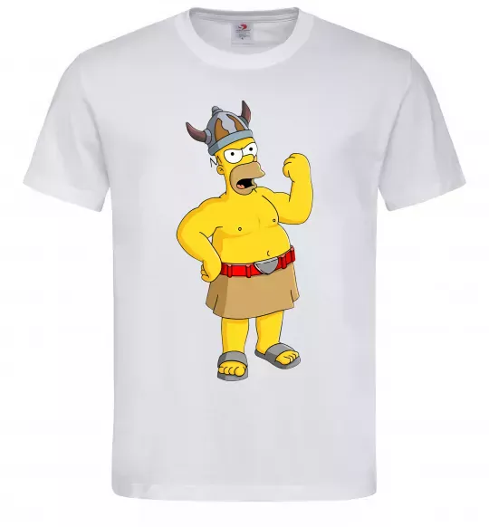 Мужская футболка Гомер вікінг Белый фото