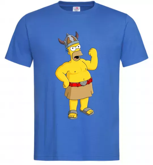 Мужская футболка Гомер вікінг Ярко-синий фото