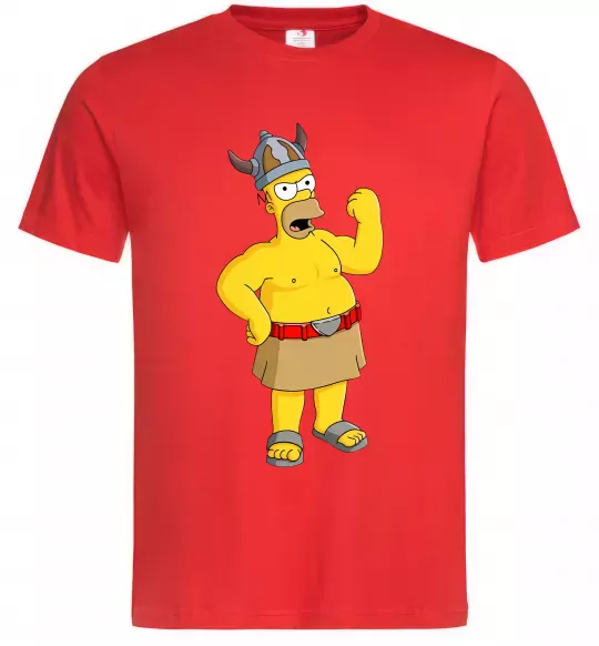 Мужская футболка Гомер вікінг Красный фото