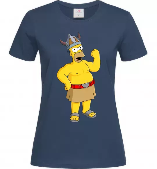 Жіноча футболка Гомер вікінг Темно-синій фото
