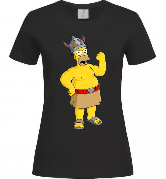 Жіноча футболка Гомер вікінг Чорний фото